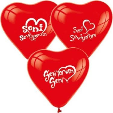 KALP BASKILI BALON SENİ SEVİYORUM 50 Lİ